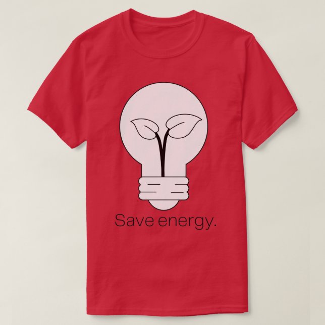 Camiseta Minimalist Light Bulb and Plant Save Energy (Frente do Design)