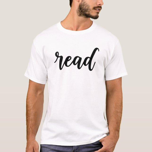 Camiseta Minimalist Modern Cursive "read" Calligraphy (Frente)