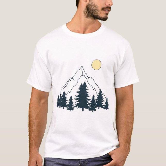 Camiseta Minimalist Mountain and Forest T-Shirt (Frente)