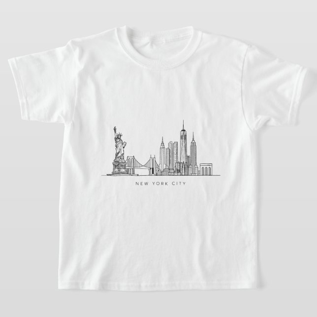 Camiseta Minimalist New York City Skyline Line Art (Postura )