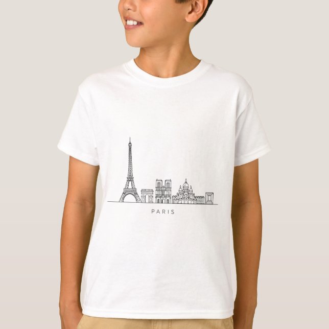 Camiseta Minimalist Paris Skyline Line Art (Frente)