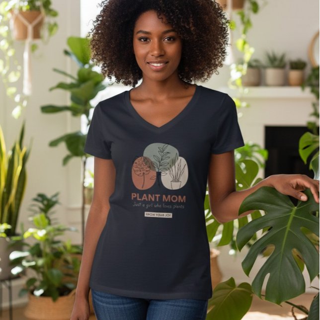 Camiseta Minimalist Plant Mom Houseplant Lover V-Neck T-Shi (Criador carregado)