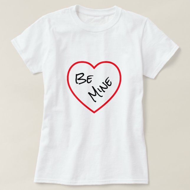 Camiseta Minimalist Red Heart Be Mine Valentine's Day White (Frente do Design)