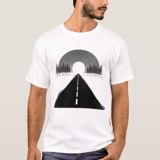 Camiseta Minimalist Road to the Moon Black White T-Shirt