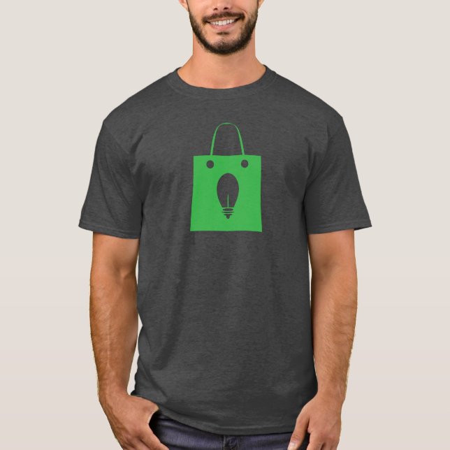 Camiseta Minimalist Shopping Eco Bag Icon with Lightbulb (Frente)