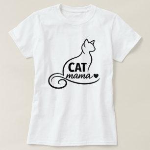 Camiseta Minimalista Cat Mama - Gato de Linha Artí