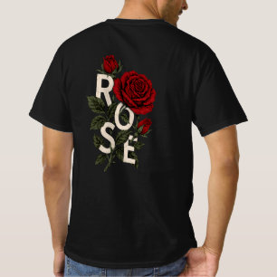 Camiseta Minimalista com Estampa de Rosa Vermelha