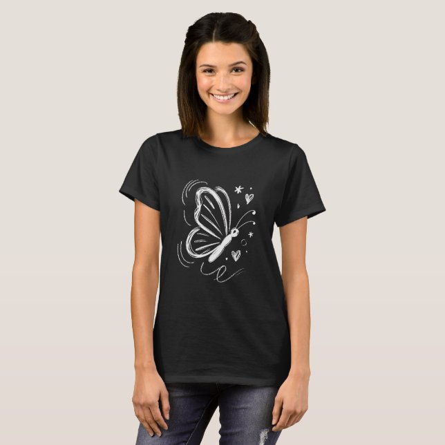 Camiseta Minimalista de Borboleta – Natureza Simpl (Frente Completa)