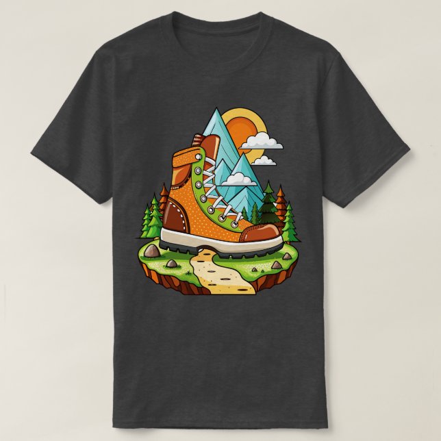 Camiseta minimalista de bota de caminhada (Frente do Design)