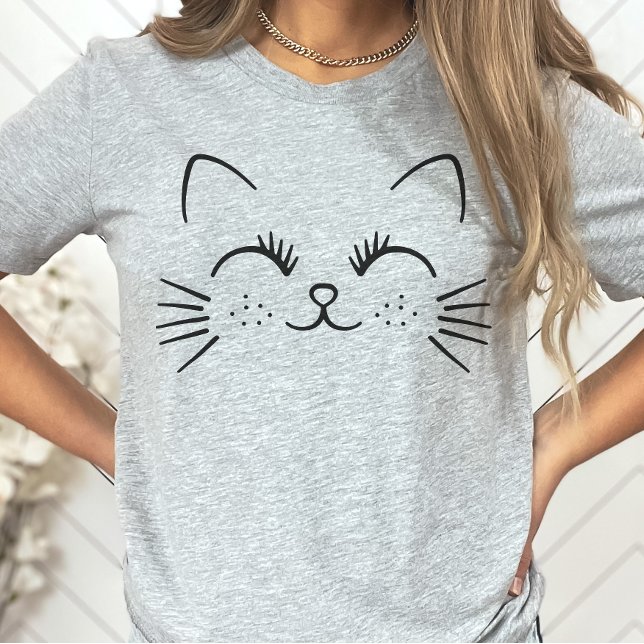 Camiseta Minimalista De Cara De Gatinho Bonita, Ta (Criador carregado)