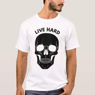 Camiseta Minimalista de Caveira com Brilho Neon –