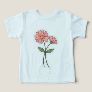 Camiseta minimalista de flores rosa delicadas