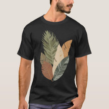 Camiseta Minimalista de Folhas Botânicas em Tons T