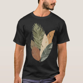 Camiseta Minimalista de Folhas Botânicas em Tons T