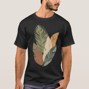 Camiseta Minimalista de Folhas Botânicas em Tons T