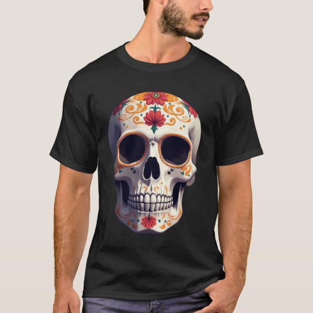 Camiseta Minimalista Día de los Muertos Skull (Frente)