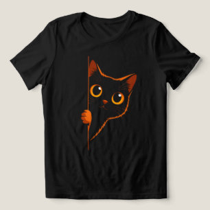 Camiseta Minimalista Feminina Gato Preto Curioso e