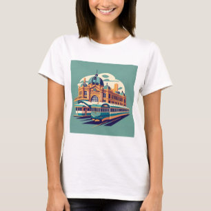 Camiseta Minimalista Melbourne Austrália pintando lembrança