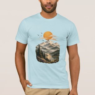 Camiseta Minimalista Montanha Pôr do Sol Natureza