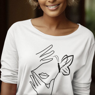 Camiseta Minimalista Mulheres Empoderadoras Borboleta Amor