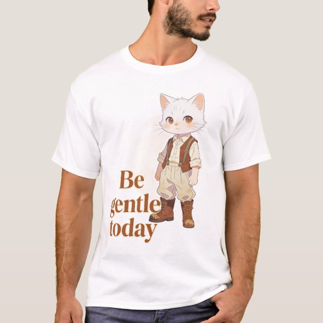 Camiseta Minimalista “Seja Gentil Hoje” para Gatos (Frente)