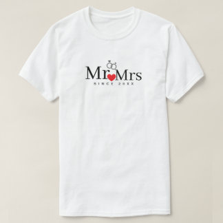 Camiseta Minimalista Sr e Sra Desde Ano Personalizado