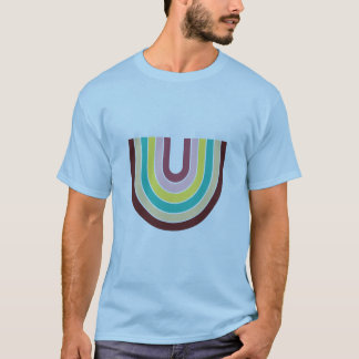 Camiseta Minimalista Vintage Letra U Arco-Íris Ret