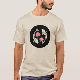 Camiseta Minimalistic Fish Koi Swirl With Water Lillies 