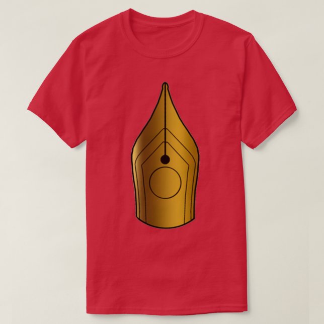 Camiseta minimalística do nib de caneta Dourada (Frente do Design)