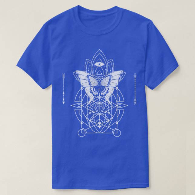 Camiseta Mínimo de Arte da Linha Alquimia da Borboleta Geom (Frente do Design)