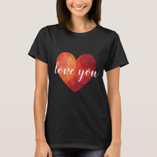Camiseta Mínimo de coração vermelho design te ama