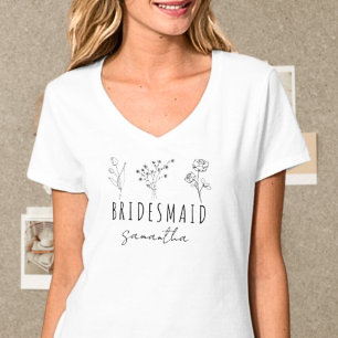 Camiseta Mínimo de Flores Selvagens Personalizadas Doninha