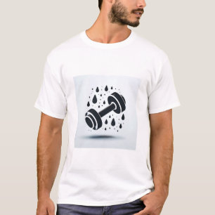 Camiseta Mínimo Haltere e Gotículas de Suor Motivação Fitne