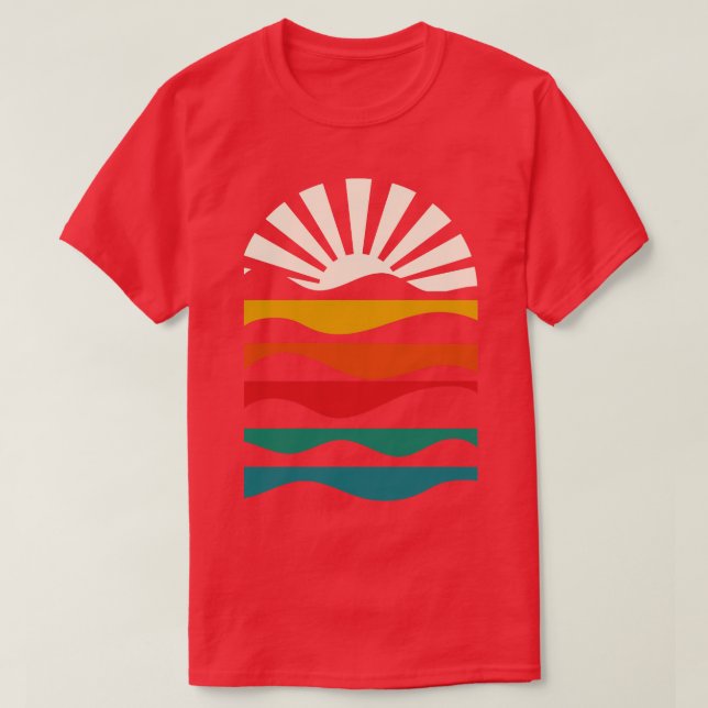 Camiseta Mínimo nascer do sol e ondas TSerguimento (Frente do Design)