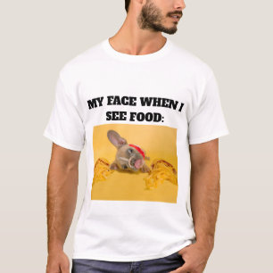 Camiseta Mínimo Personalizado Meu Rosto Quando Vejo Comida