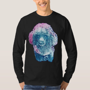 Camiseta Minipoodle de galáxia azul longo