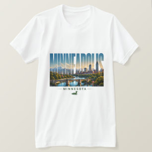 Camiseta Minneapolis Minnesota Horizonte Nome da Cidade Via