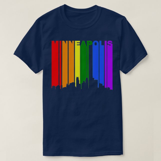 Camiseta Minneapolis Minnesota LGBTQ Orgulho gay Rainbow Sk (Frente do Design)
