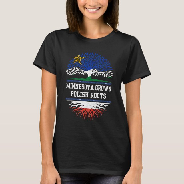 Camiseta Minnesota Cresceu com Polônia de Raízes Poloneses (Frente)
