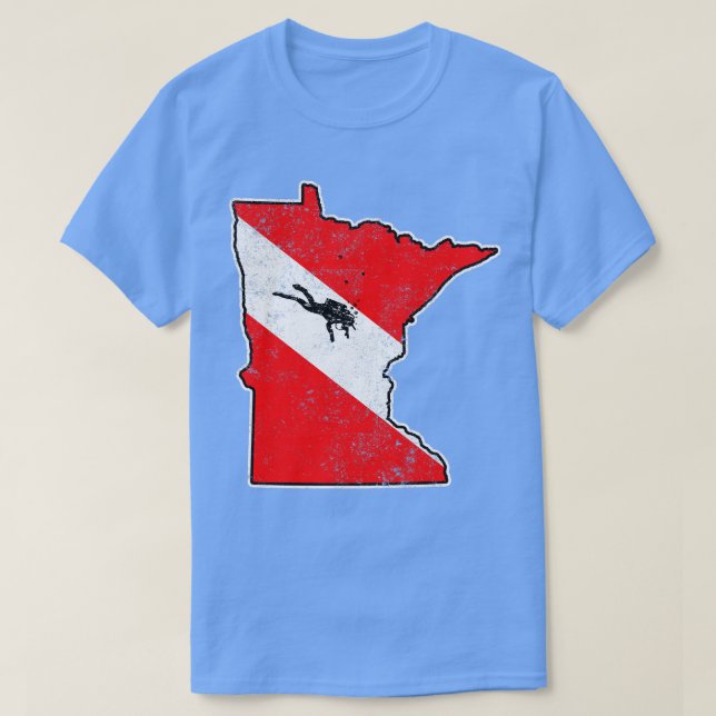 Camiseta Minnesota Dive Flag Scuba Merge State Map Dive Fl (Frente do Design)