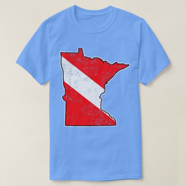 Camiseta Minnesota Dive Flag Scuba Merge State Map Dive Fl (Frente do Design)
