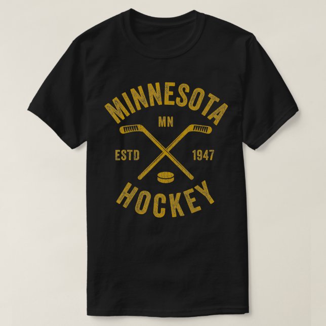 Camiseta Minnesota MN Ice Hockey Sticks Vintage Gif (Frente do Design)