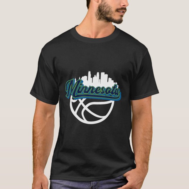 Camiseta Minnesota Vintage Bysketbyll Script City Skyline F (Frente)