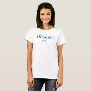 Camiseta Minori Itália-Texto Azul Elegante