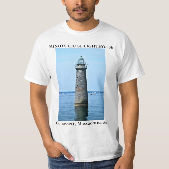 Camiseta Minots Ledge Lighthouse, Cohassett Massachusetts (Frente)