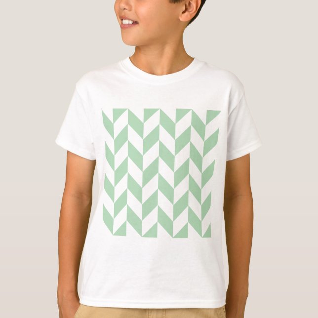 Camiseta Mint Green Herringbone Pattern (Frente)