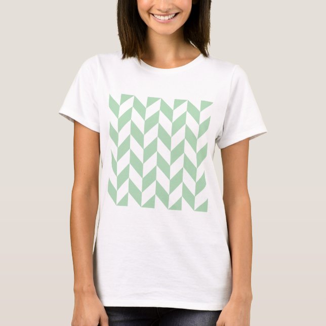 Camiseta Mint Green Herringbone Pattern (Frente)