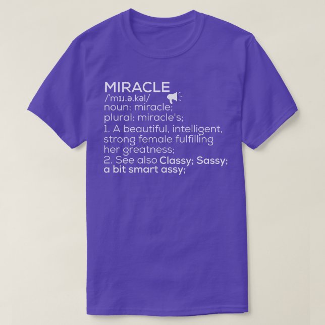 Camiseta Miracle Definition Miracle Miracle Definition Mira (Frente do Design)