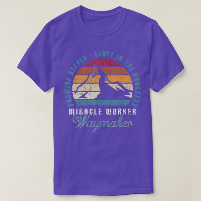 Camiseta Miracle Worker Waymaker Retro Mountain Religious C (Frente do Design)