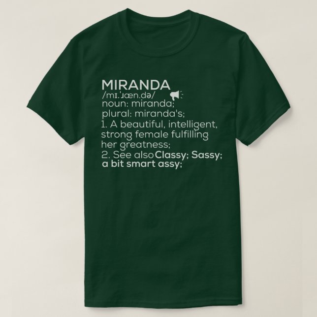 Camiseta Miranda Definição Miranda Female Nam (Frente do Design)